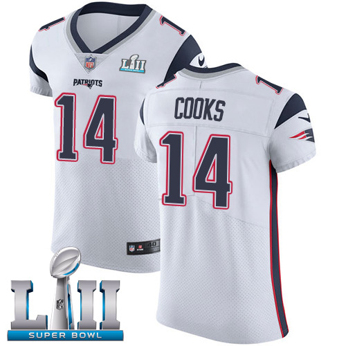 Nike Patriots #14 Brandin Cooks White Super Bowl LII Men's Stitched NFL Vapor Untouchable Elite Jersey